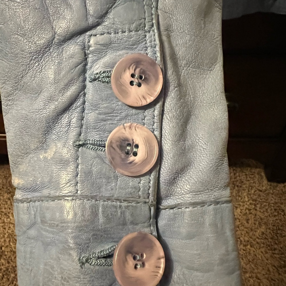 Women’s DNA Light Blue Leather Jacket - Picture 9 of 9